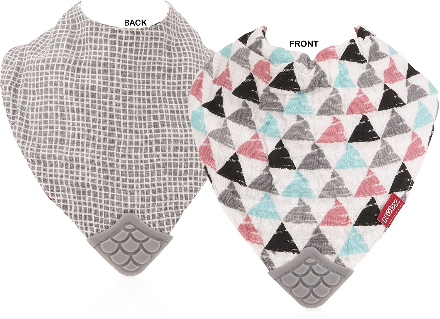 Nuby Muslin Bandana Bib w/ Teether, 3pk (3 Designs) - Pupsik Singapore