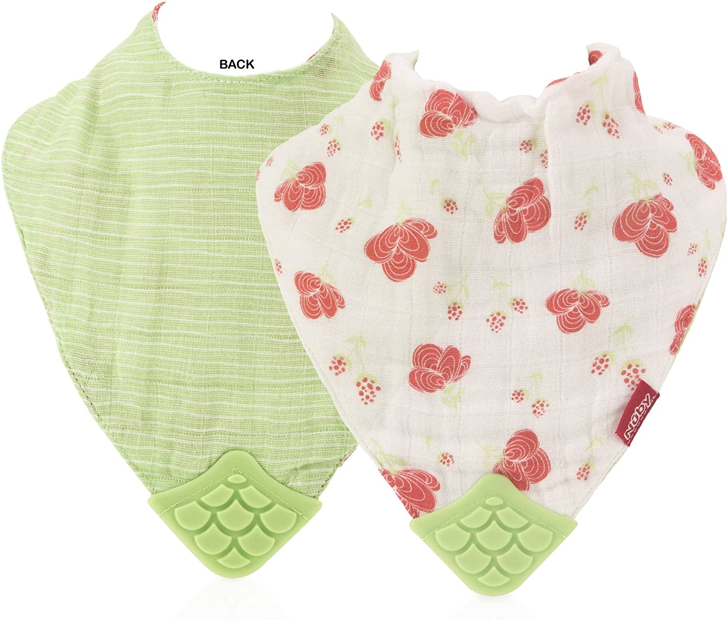 Nuby Muslin Bandana Bib w/ Teether, 3pk (3 Designs) - Pupsik Singapore