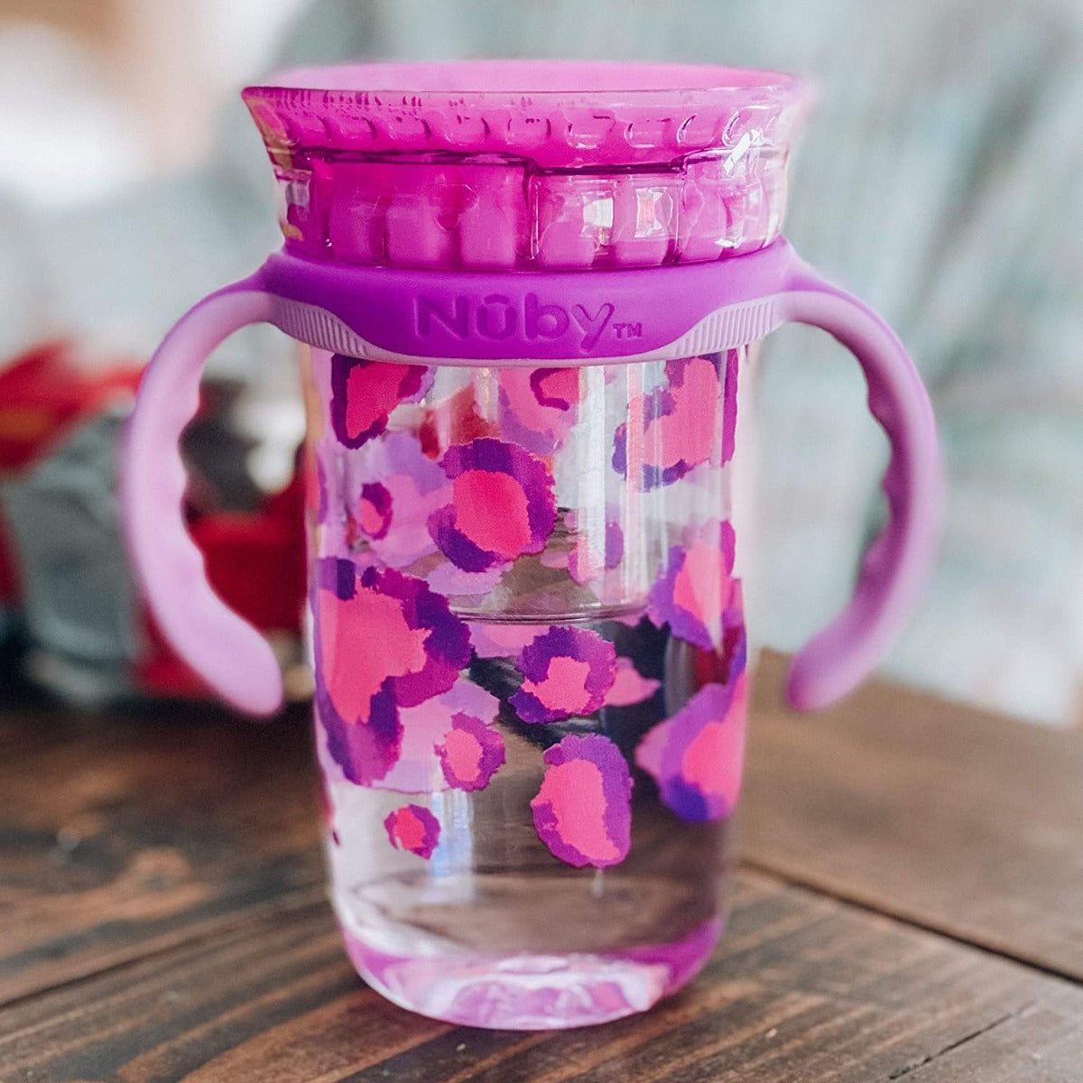 Nuby 360 Edge Printed 2-Stage Drinking Rim Tritan Cup, 300ml (3 Designs) - Pupsik Singapore