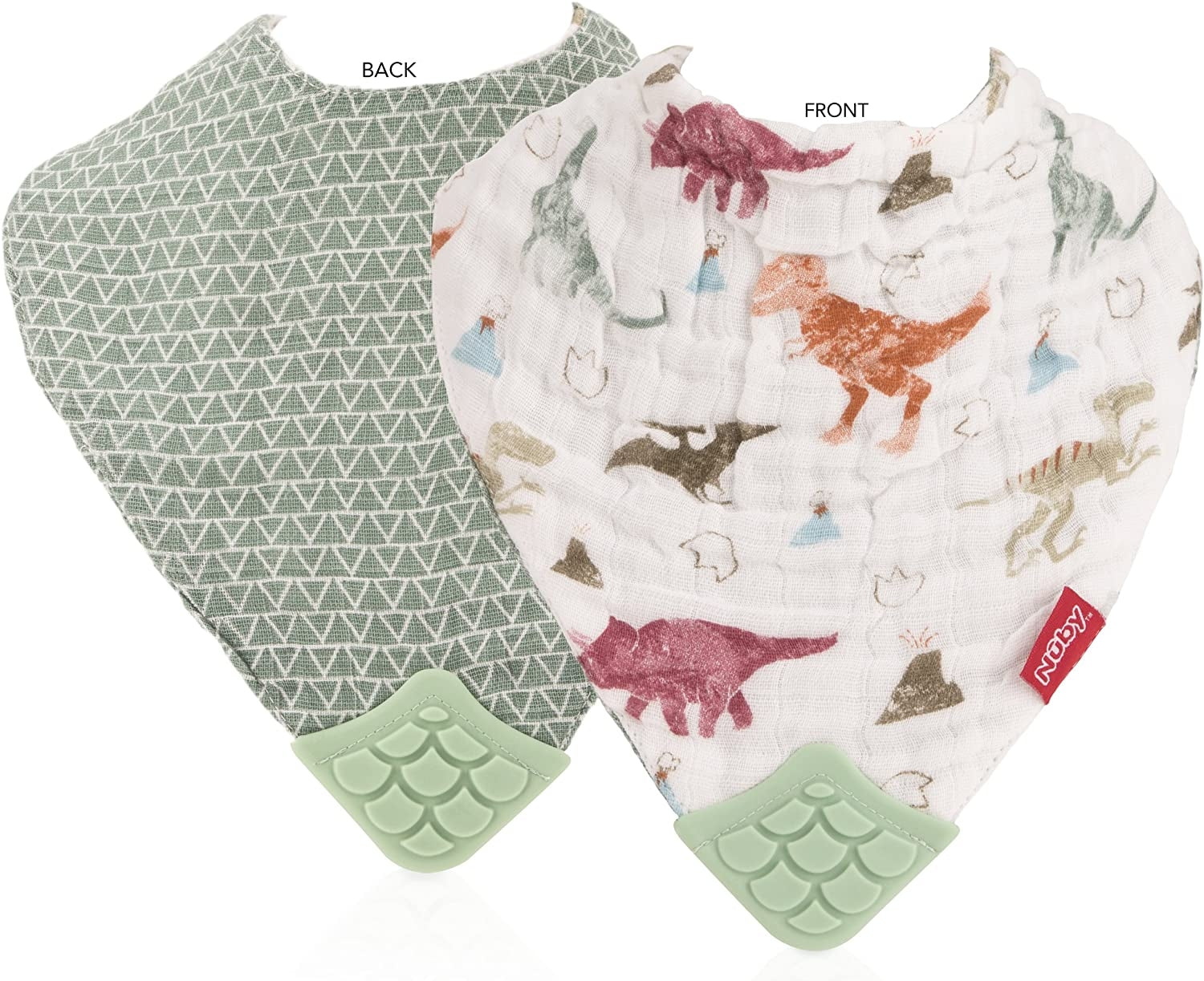 Nuby Muslin Bandana Bib w/ Teether, 3pk (3 Designs) - Pupsik Singapore