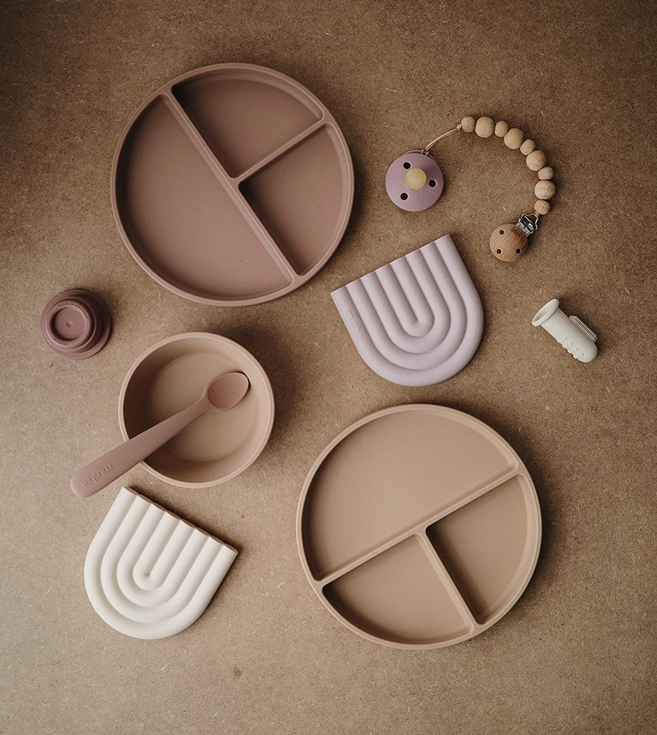 Mushie Silicone Rainbow Teether - Shifting Sand - Pupsik Singapore