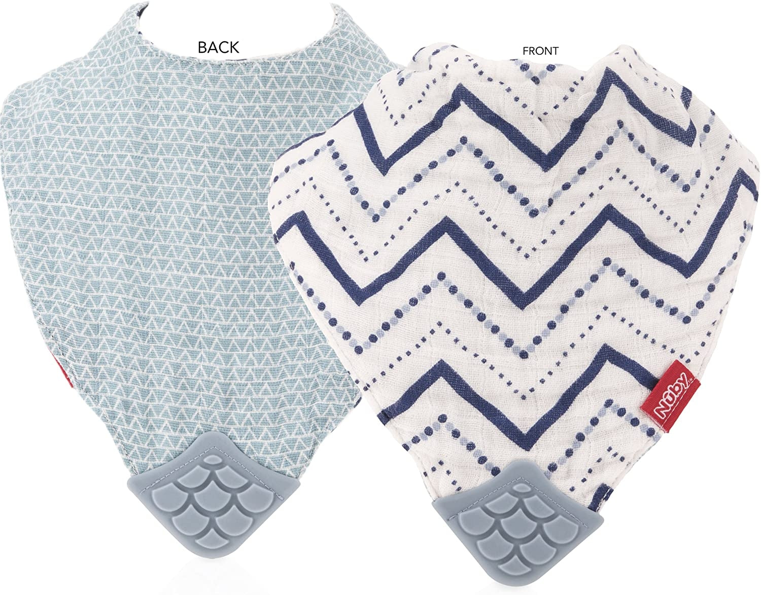 Nuby Muslin Bandana Bib w/ Teether, 3pk (3 Designs) - Pupsik Singapore