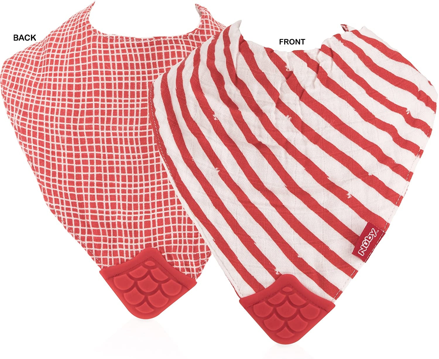 Nuby Muslin Bandana Bib w/ Teether, 3pk (3 Designs) - Pupsik Singapore