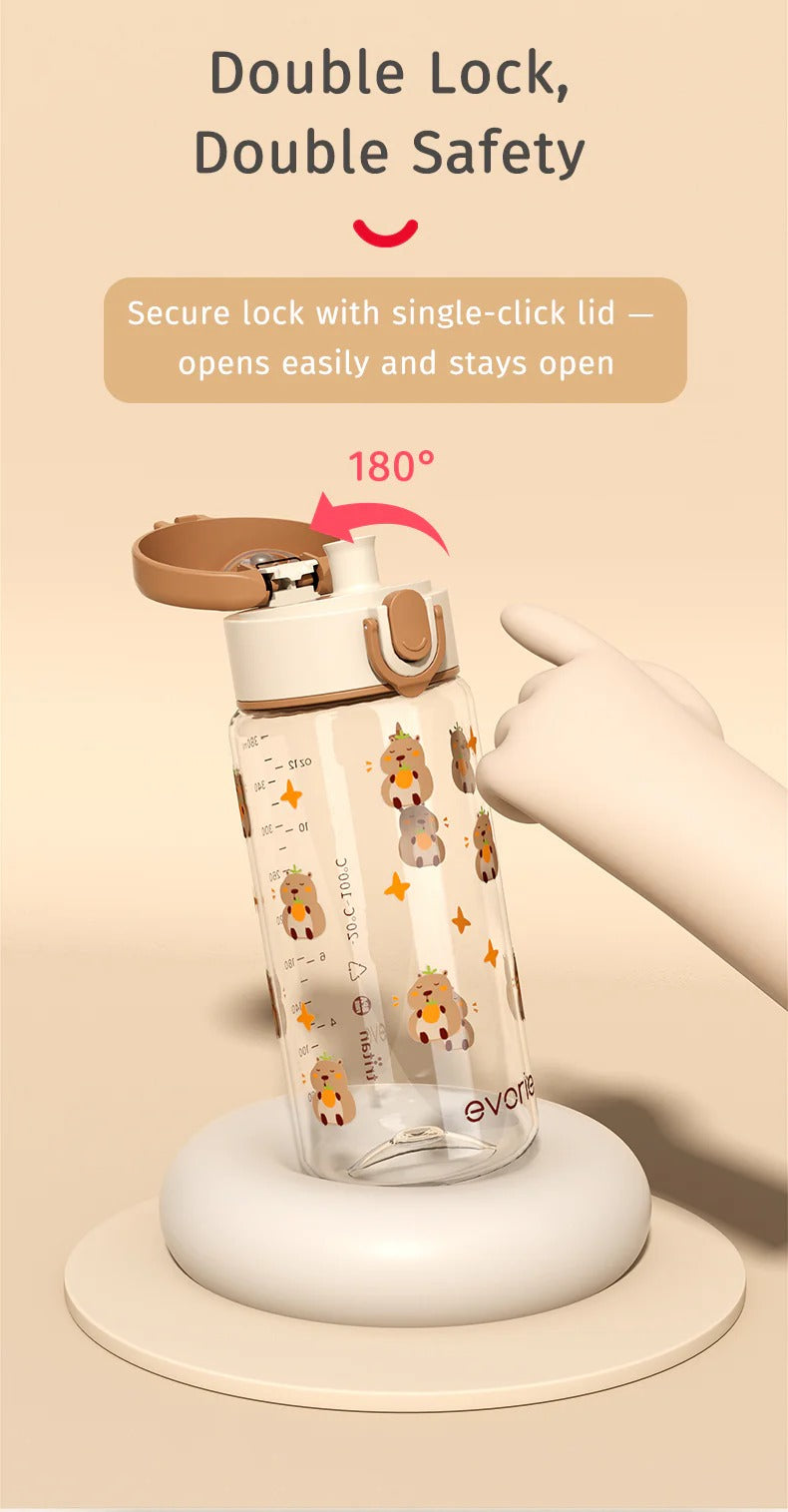 Evorie Tritan Kids Drinking Spout Water Bottle, 380ml (14 Designs)