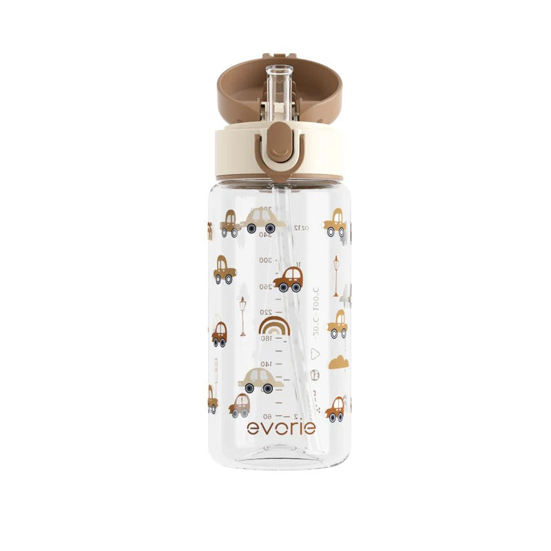 Evorie Tritan Kids Straw Water Bottle, 380ml (6 Designs)