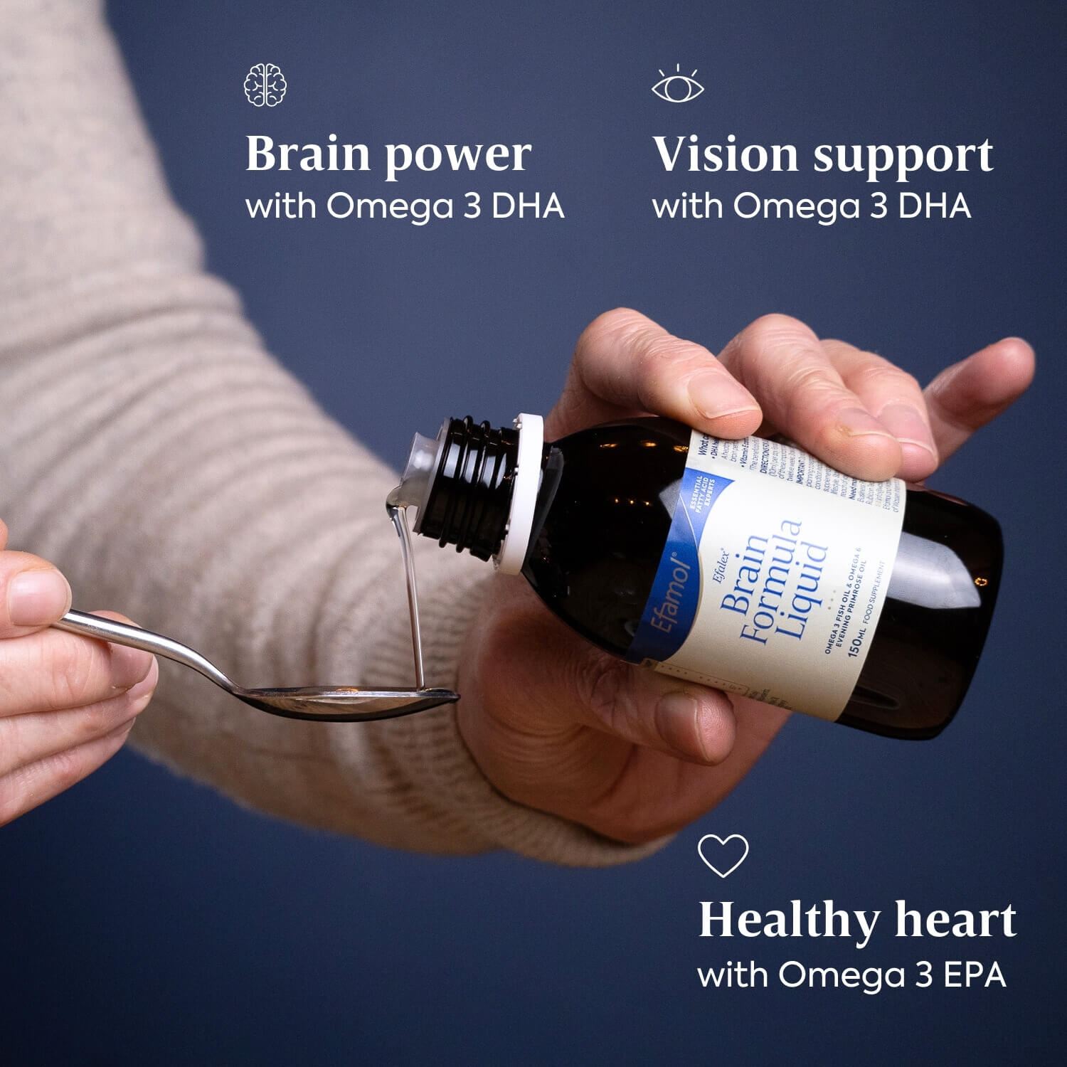 Efamol Efalex Brain Formula Liquid Omega 3 Fish Oil & Omega 6 Evening Primrose Oil, 150ml (Exp 01/28)