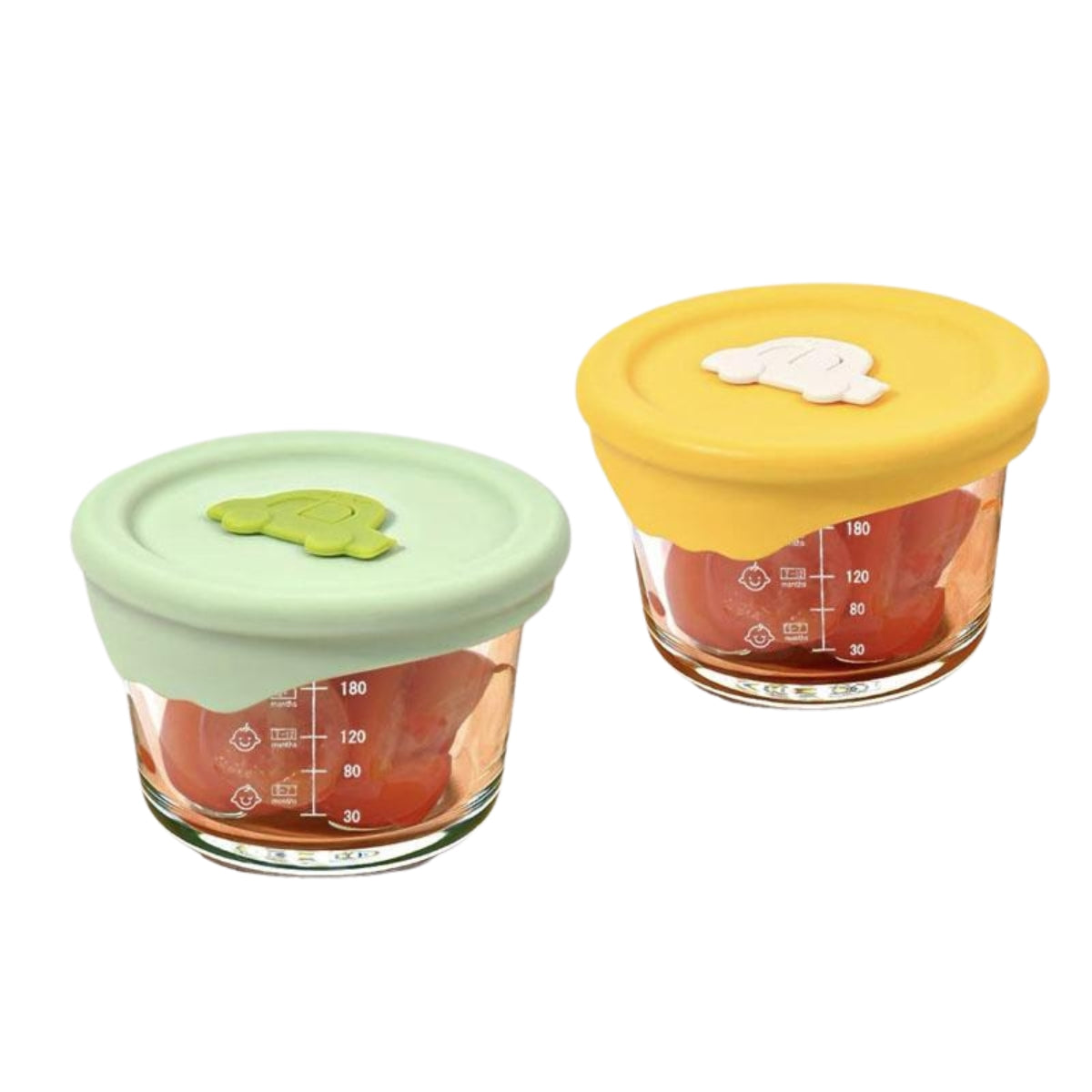 Biomom Glass Portion Food Jar with Lid, 2pk (6 Designs)