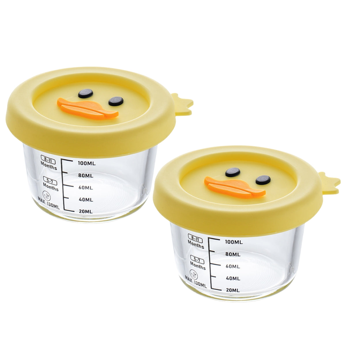 Biomom Glass Portion Food Jar with Lid, 2pk (6 Designs)