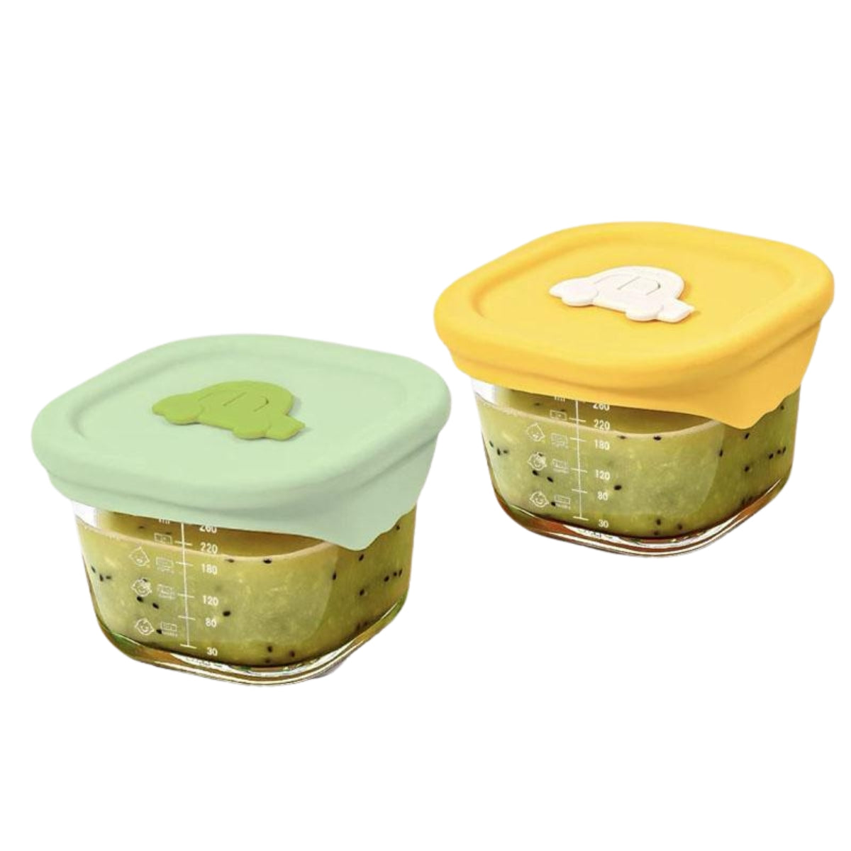 Biomom Glass Portion Food Jar with Lid, 2pk (6 Designs)