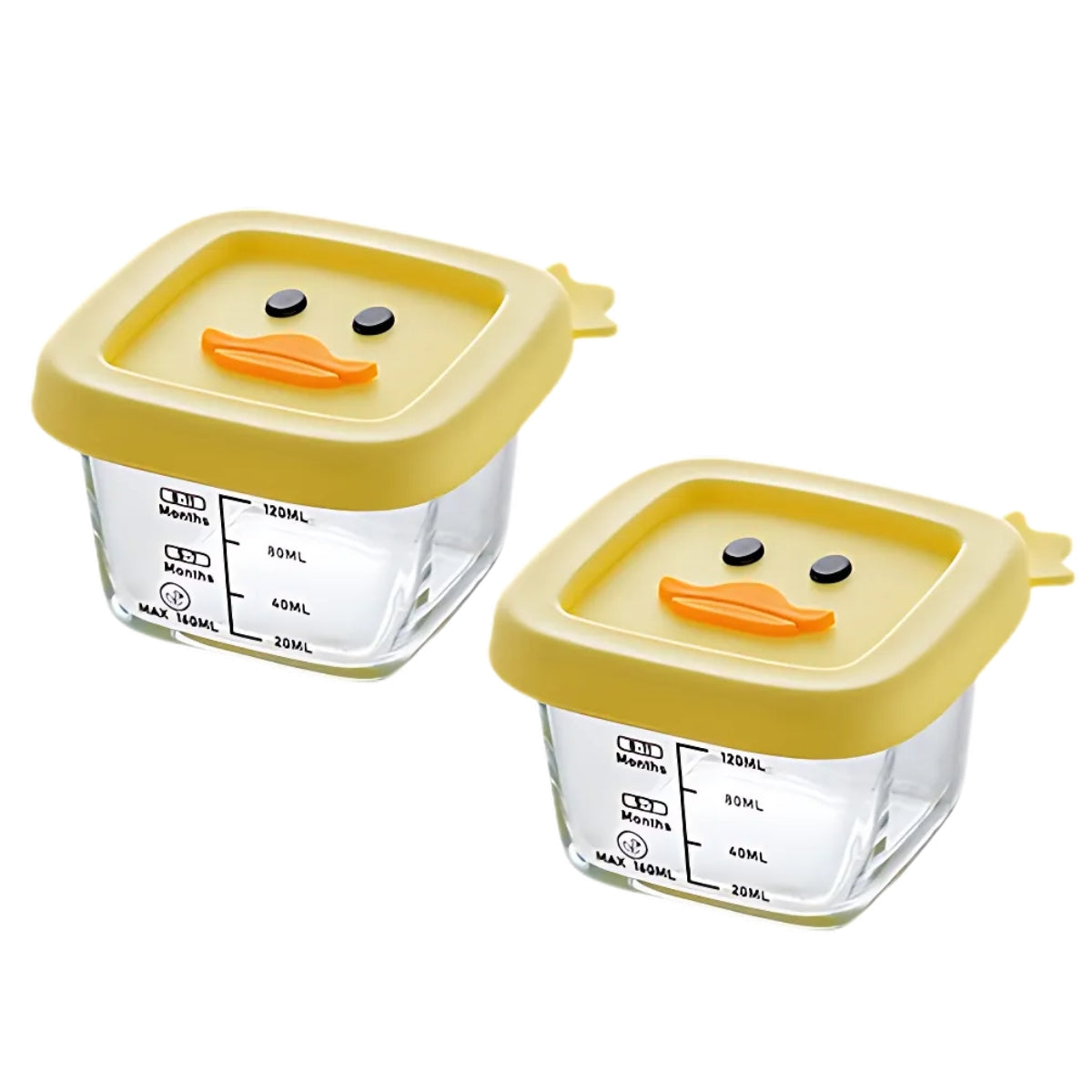 Biomom Glass Portion Food Jar with Lid, 2pk (6 Designs)