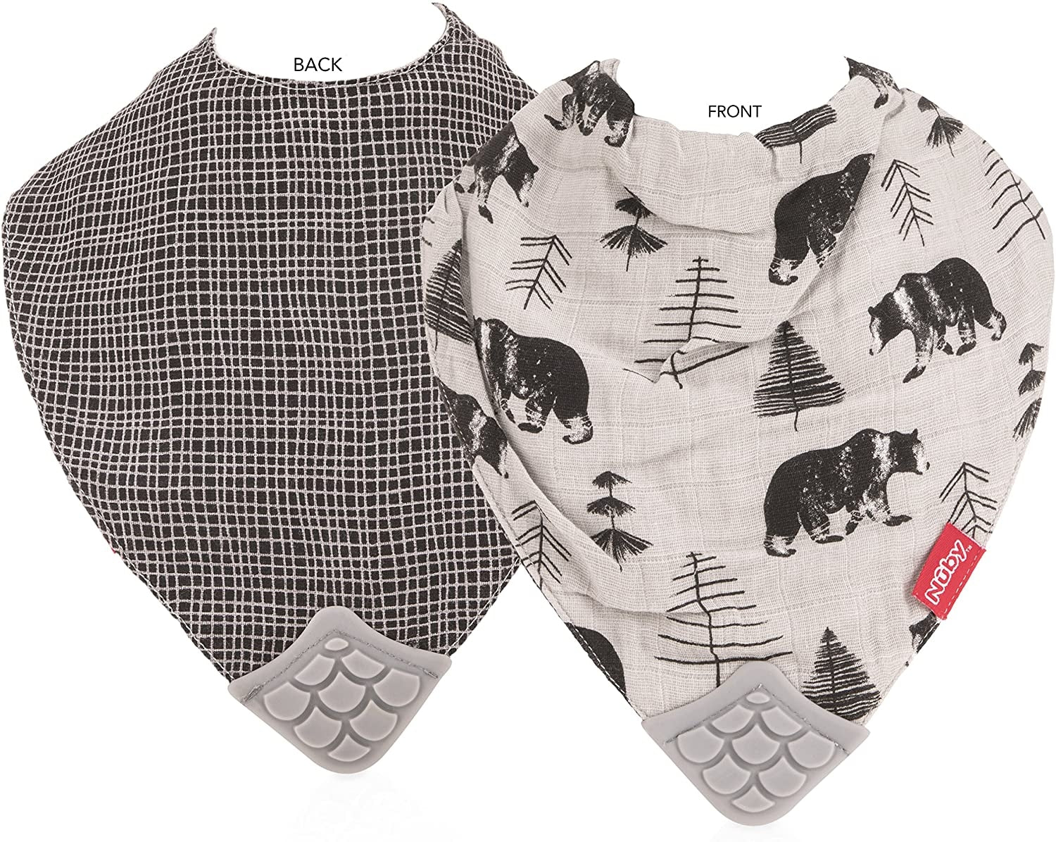 Nuby Muslin Bandana Bib w/ Teether, 3pk (3 Designs) - Pupsik Singapore