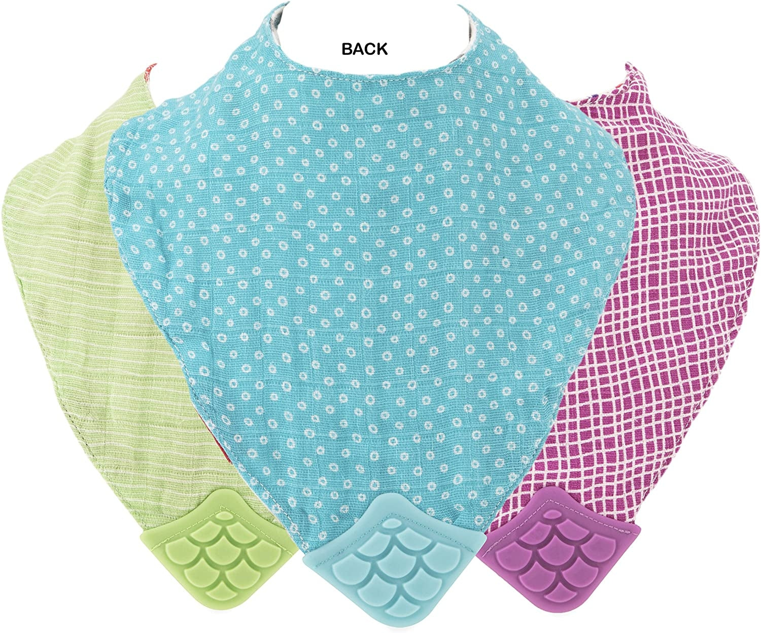 Nuby Muslin Bandana Bib w/ Teether, 3pk (3 Designs) - Pupsik Singapore