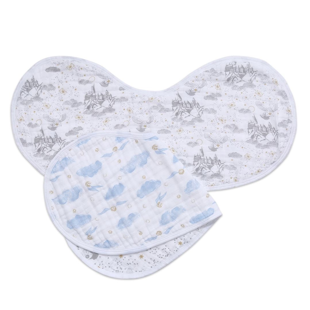 Aden Anais Classic Cotton Muslin Burpy Bib, 2pk - Harry Potter Owl