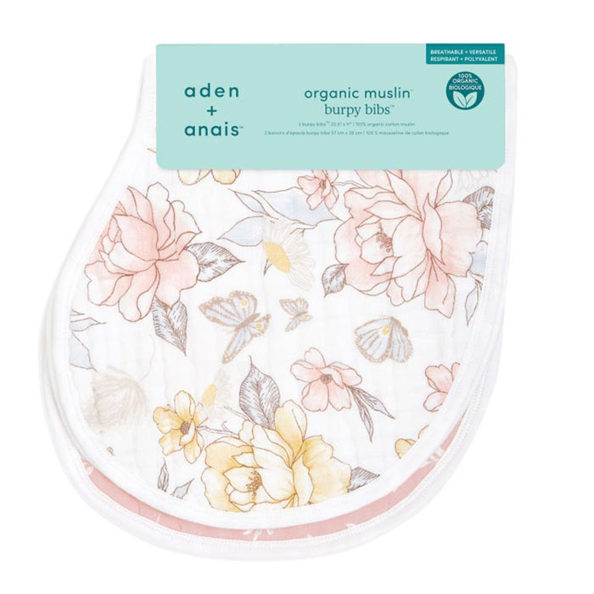 Aden Anais Organic Muslin Burpy Bibs, 2pk (2 Designs) - Pupsik Singapore