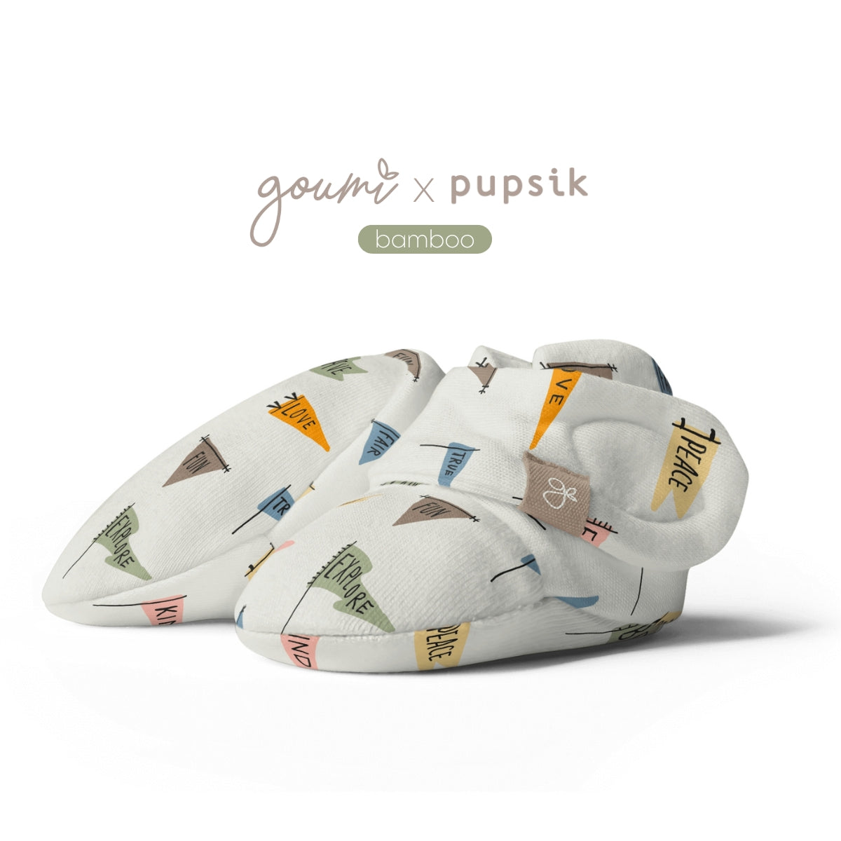 Goumi x Pupsik Bamboo Stay On Booties – Affirmations (2 sizes)