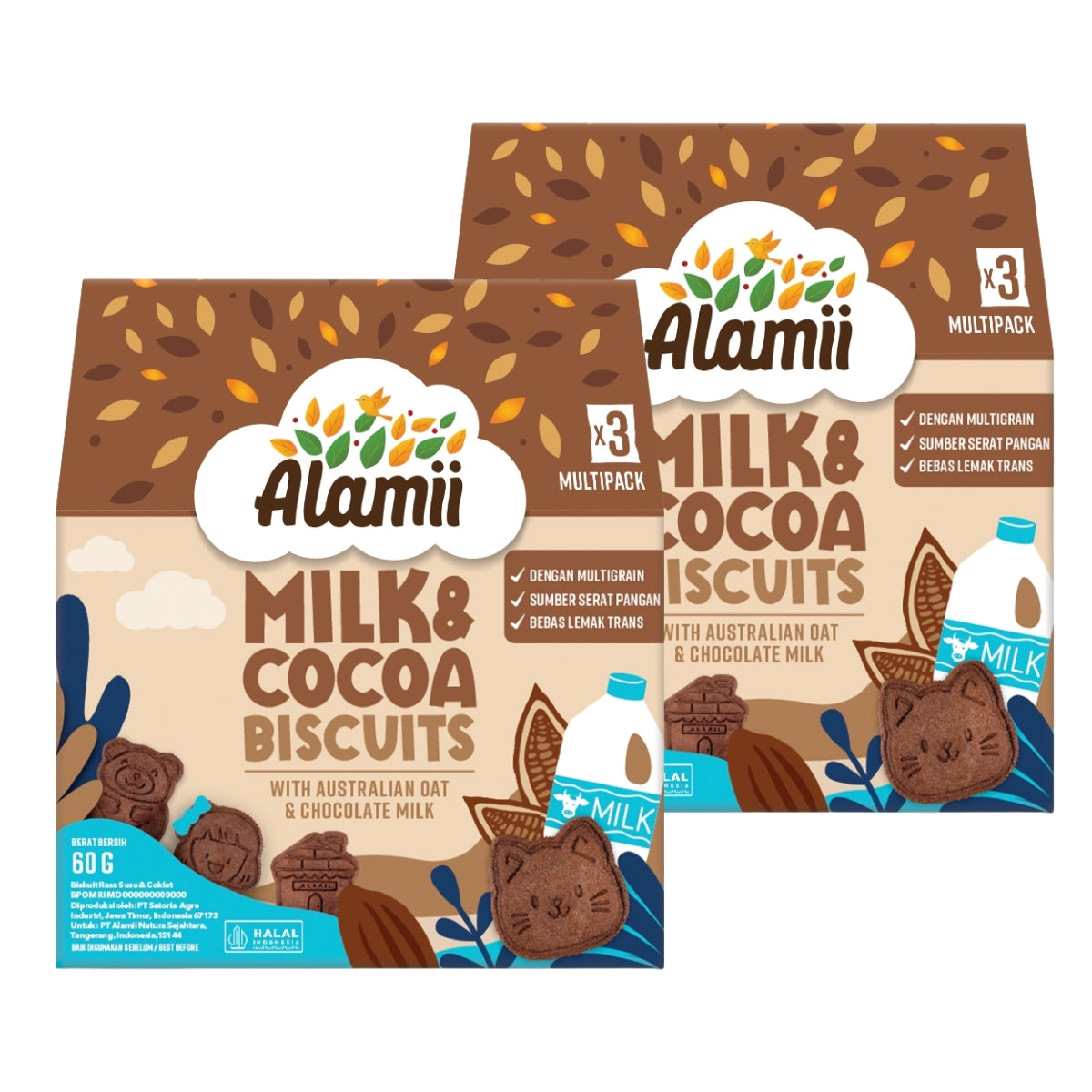 Alamii Multigrain Biscuits Milk & Cocoa, 60g x 2pk (Exp 06/26)