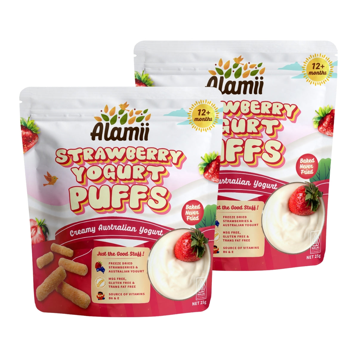 Alamii Strawberry Yogurt Puffs, 25g x 2pk (Exp 06/26)