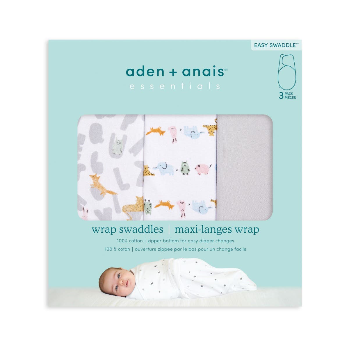 Aden Anais Essentials Swaddle Wrap  (3pk) , 0-3 months (14 Designs) - Pupsik Singapore