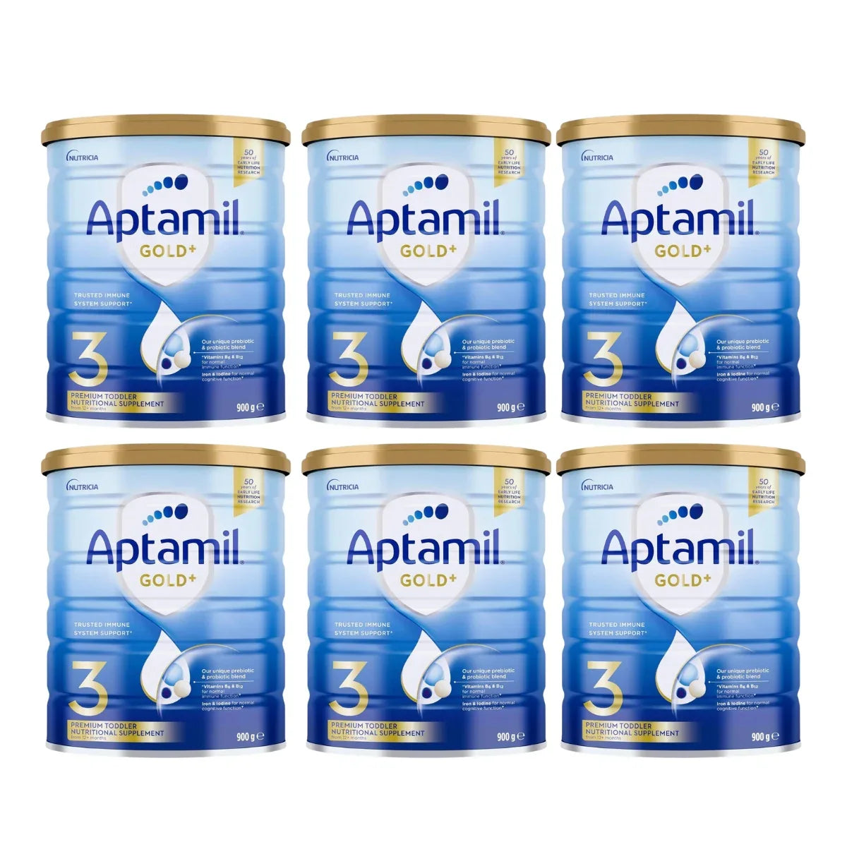 Carton Bundle 6pk] Aptamil Gold+ 3 Toddler Milk Formula, 900g (Exp