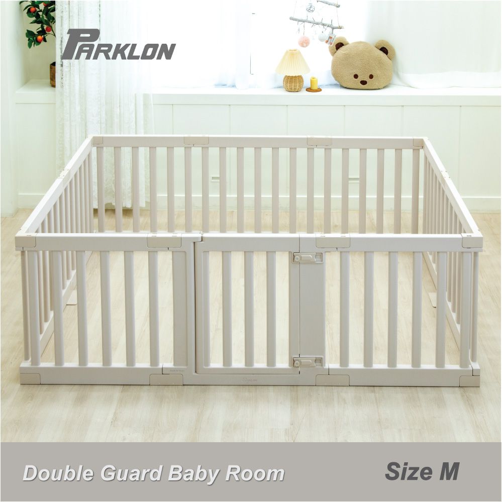 Parklon Double Guard Baby Fence, Size M -  190 x 130cm (Oatmeal Beige)