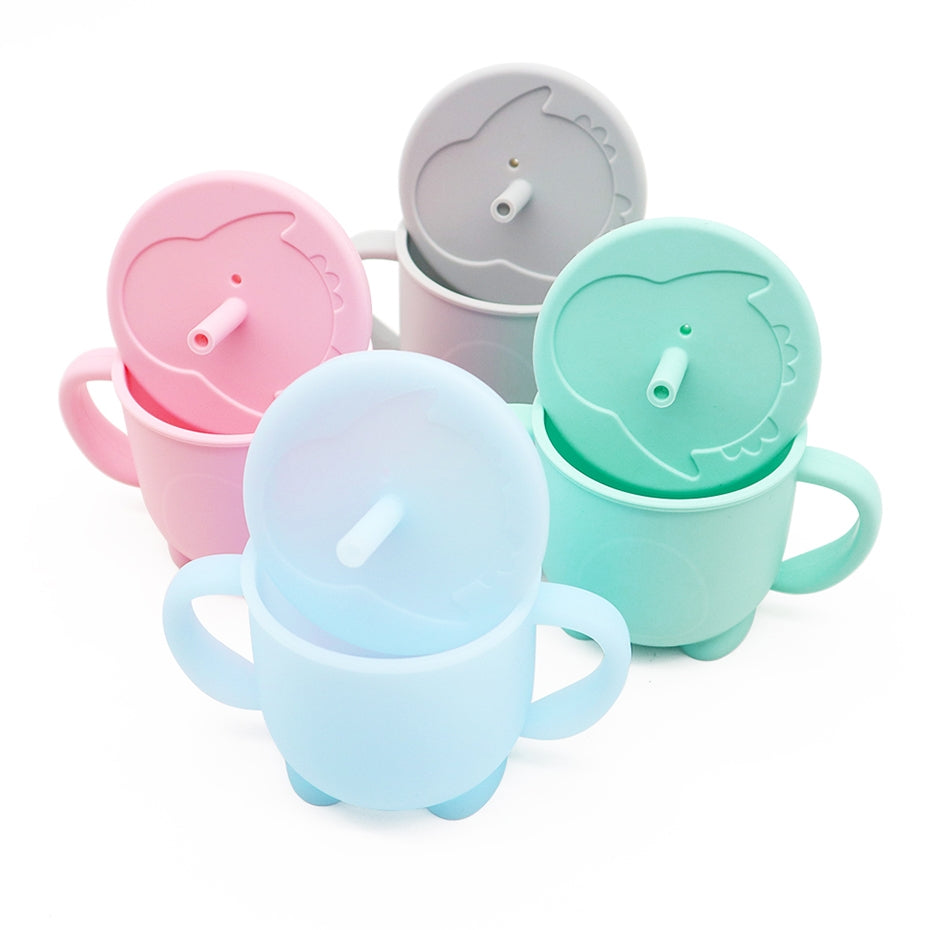 Biomom Penguin Silicone Straw Cup (3 Colours) - Pupsik Singapore