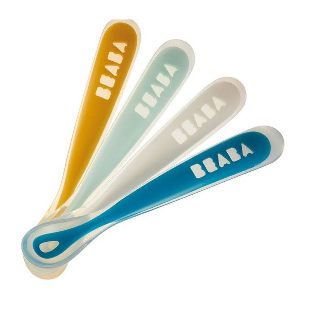 Beaba Ergonomic First Stage Silicone Spoons, 4pk - Assorted