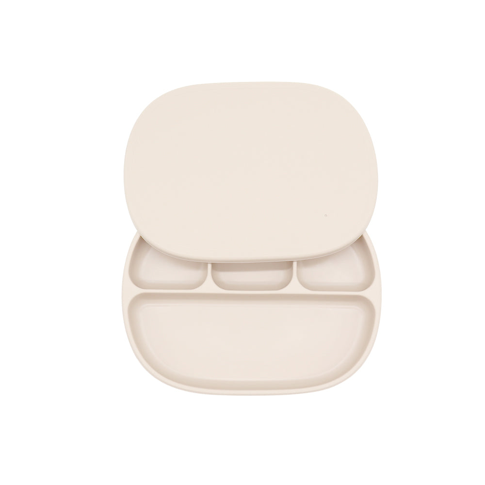 Biomom 4-Divided Silicone Suction Baby Plate with Cover (12 Colors) - Pupsik Singapore