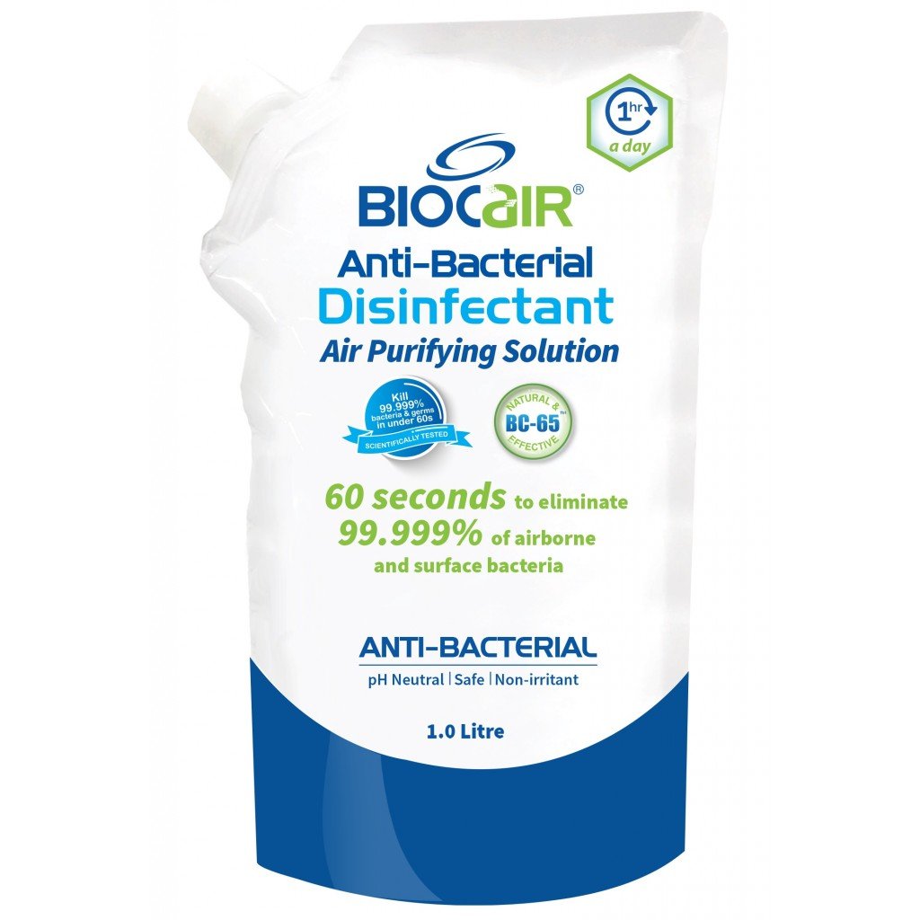 BioCair Anti-Bacterial Air Purifying Solution (Alcohol Free), 1L (4pk) - Exp 03/27