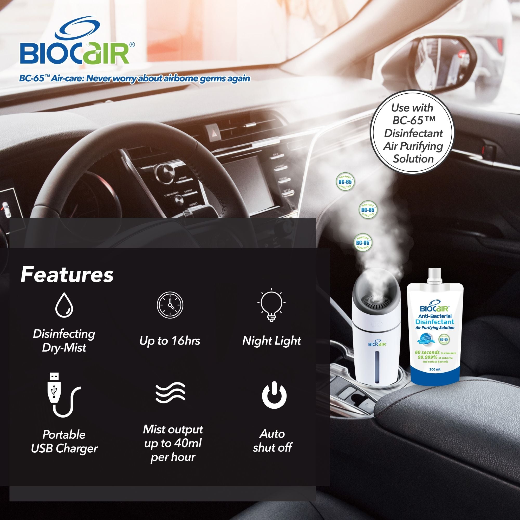 BioCair BC-65 Ultimate Dry-Mist Automobile Disinfecting Machine