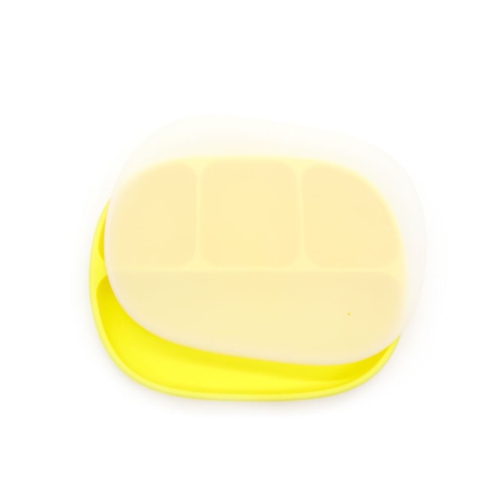 Biomom 4-Divided Silicone Suction Baby Plate with Translucent Cover (12 Colors) - Pupsik Singapore