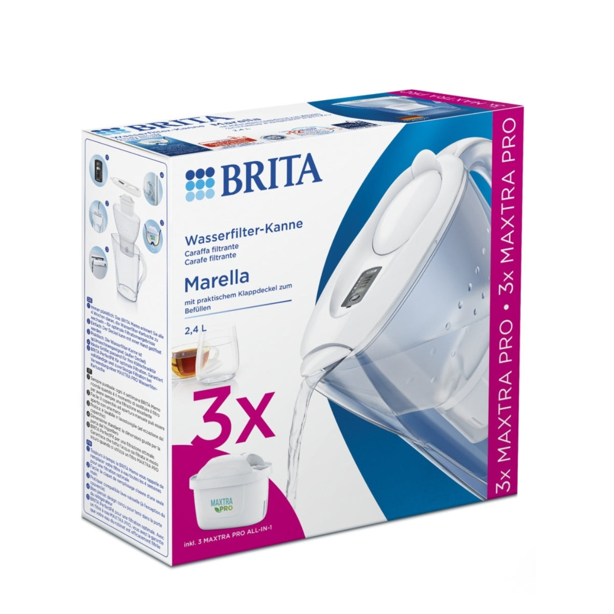 Brita Marella Cool Water Filter Jug (3 x Maxtra PRO Filter) - 2.4L White
