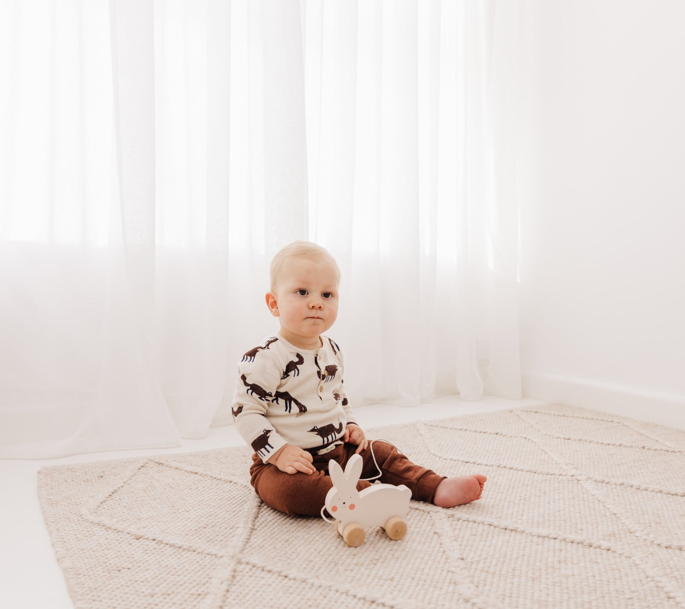 Bubble Wooden Rabbit Pull Along Toy