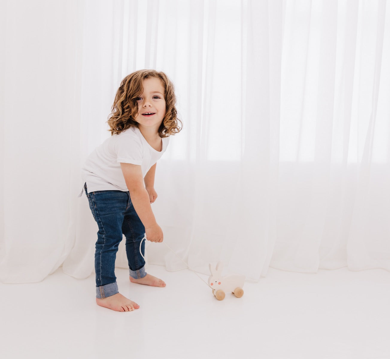 Bubble Wooden Rabbit Pull Along Toy