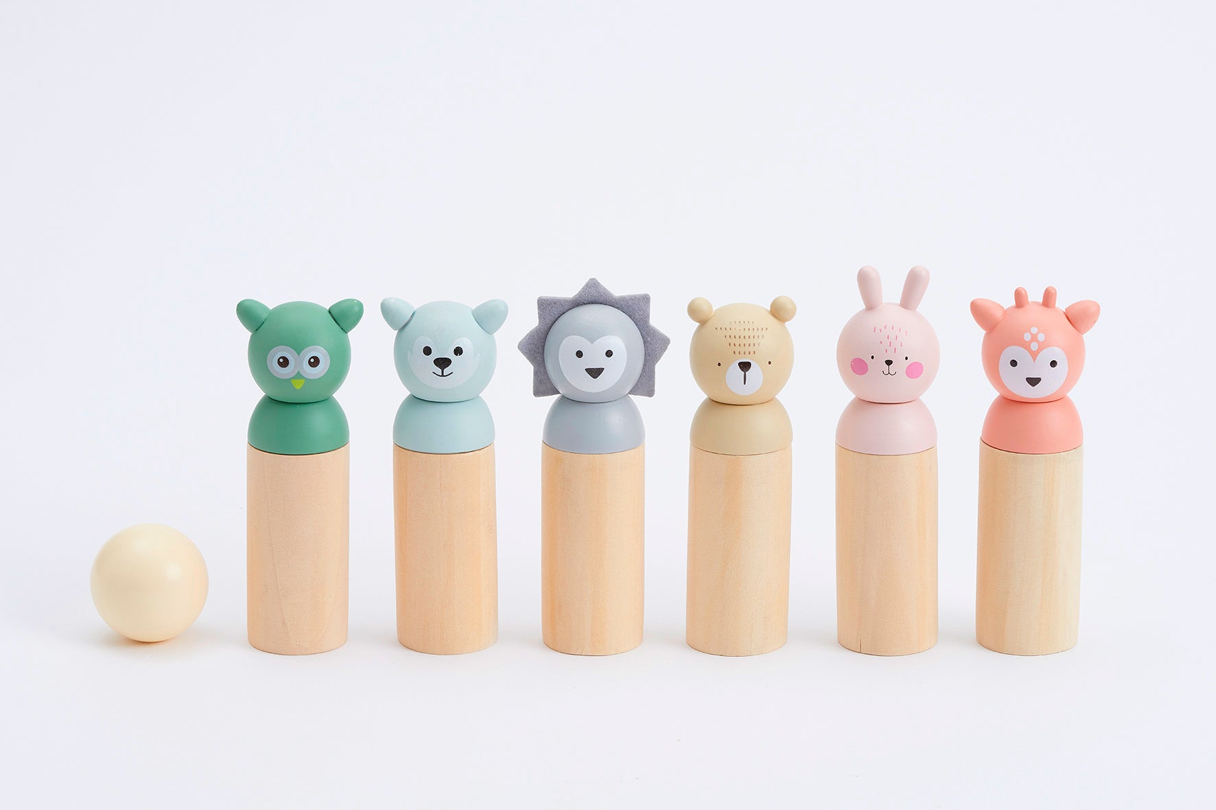 Bubble Wooden Animal Bowling Set