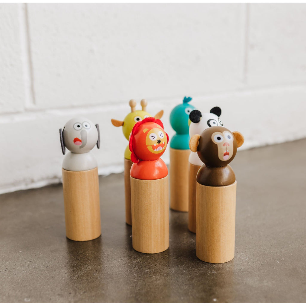 Bubble Wooden Animal Bowling Set - Classic