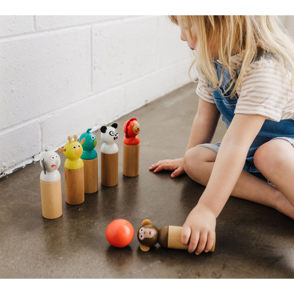 Bubble Wooden Animal Bowling Set - Classic