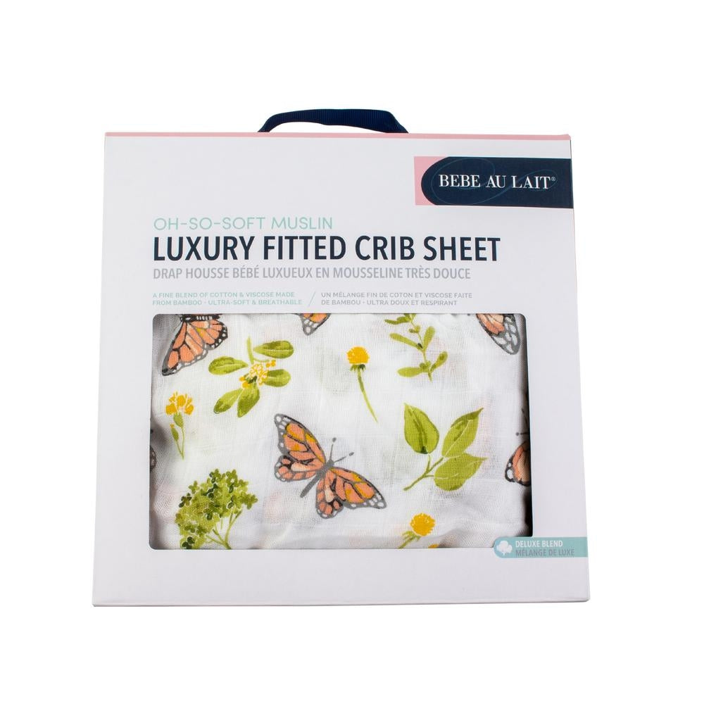 Bebe Au Lait Luxury Muslin Fitted Crib Sheet (70x130cm) (7 Designs) - Pupsik Singapore