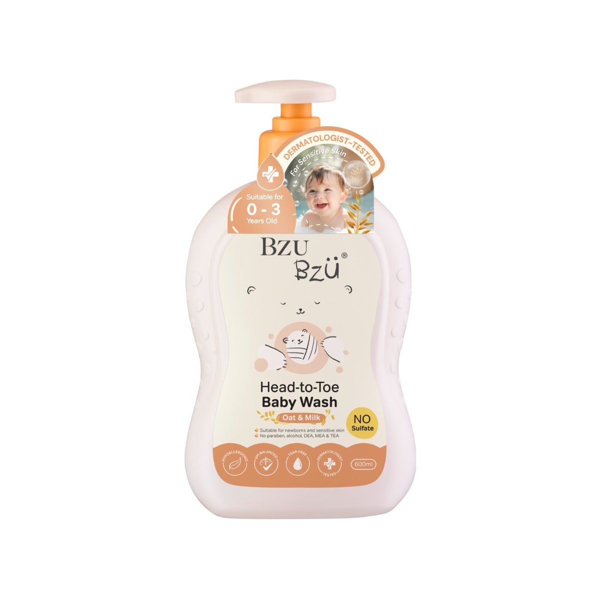 BZU BZU Head to Toe Baby Wash and Shampoo Oat & Milk, 600ml (Exp 05/27)