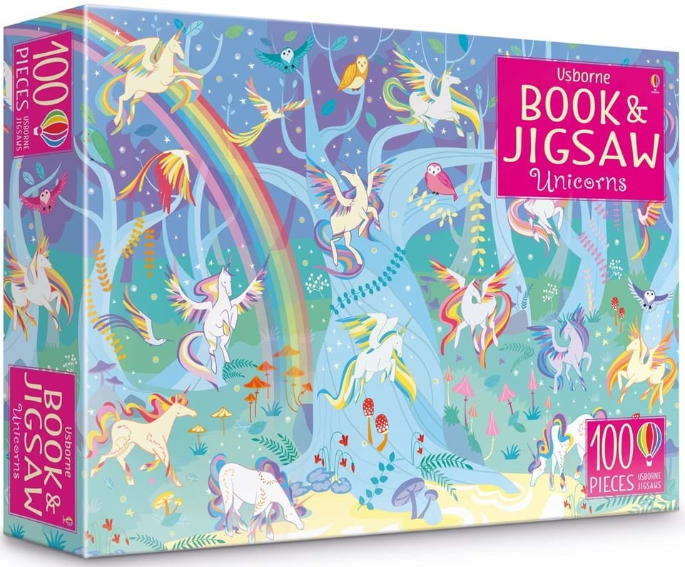 Usborne Sticker Book & Jigsaw (100pc) Set - Unicorn