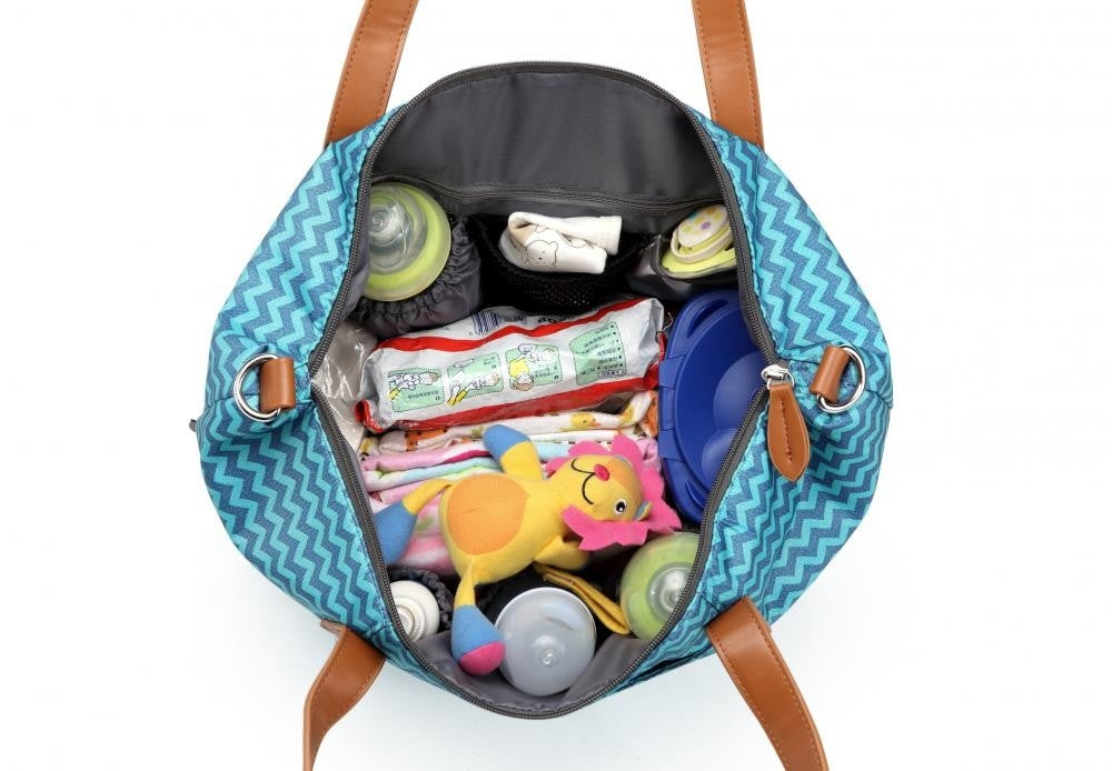 Colorland Avril Tote Diaper Bag - Blue Chevron