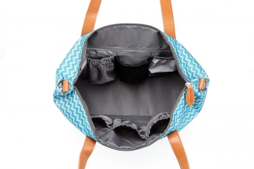 Colorland Avril Tote Diaper Bag - Blue Chevron