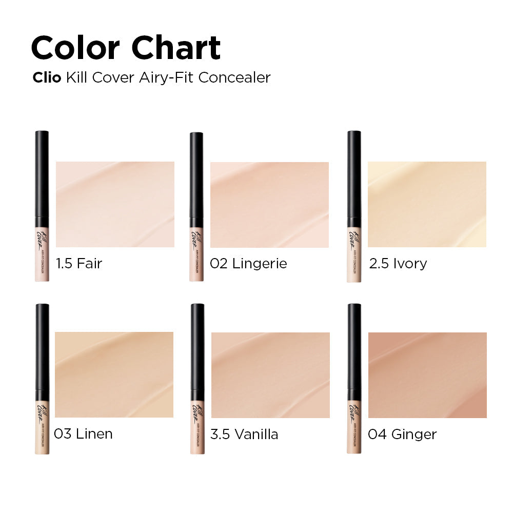 CLIO Kill Cover Airy-Fit Concealer, 3g (4 Shades)