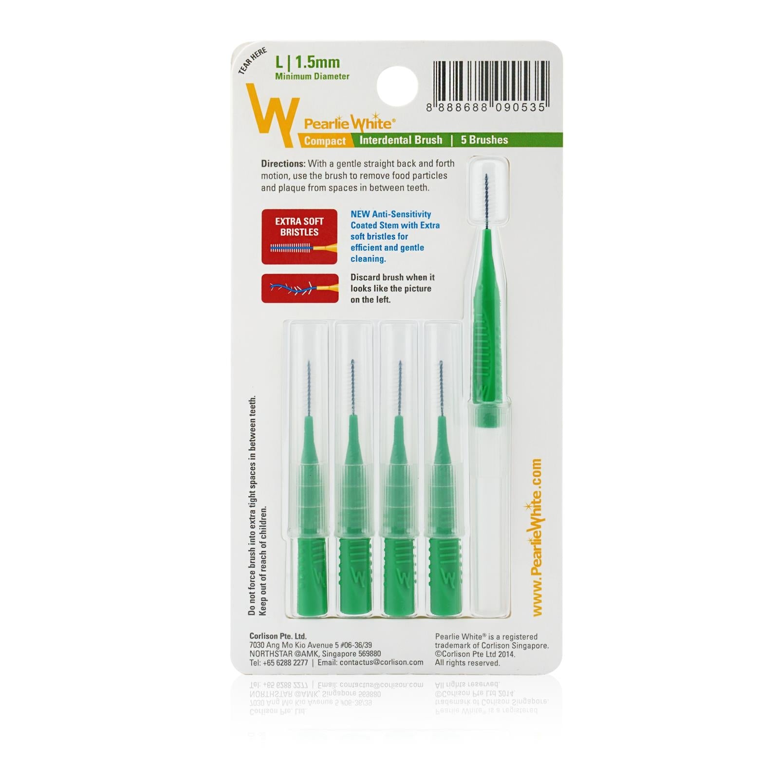 Pearlie White Compact Interdental Brushes (5pc) (5 Sizes) - Pupsik Singapore