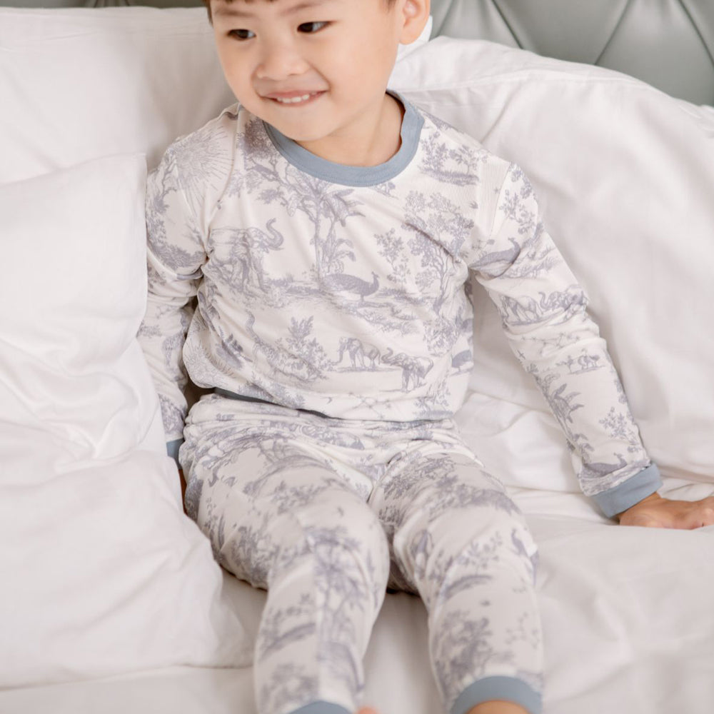House of Holly Long Sleeve T-Shirt and Pants Pyjamas Set - Savanna Blue (3 Sizes)
