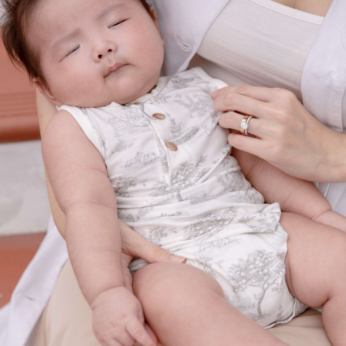 House of Holly Cloud Bubble Romper - Garden Toile Silver (2 Sizes)