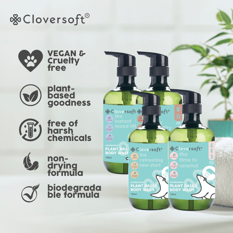 Cloversoft Plant-Based Body Wash, 750ml - Vetiver & Vanilla (Exp 05/27)