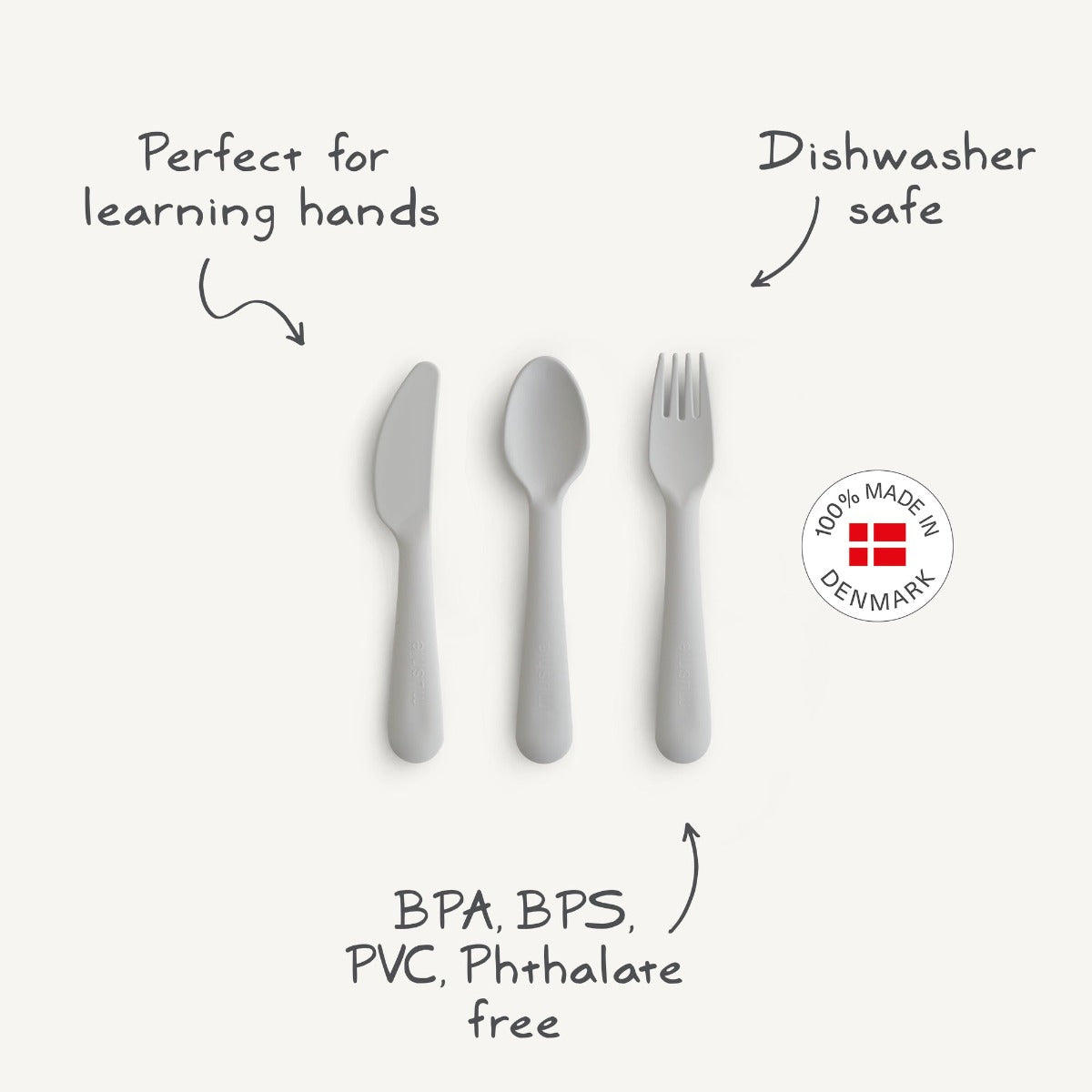 Mushie Cutlery Set - Fork, Spoon and Knife (5 Colors)