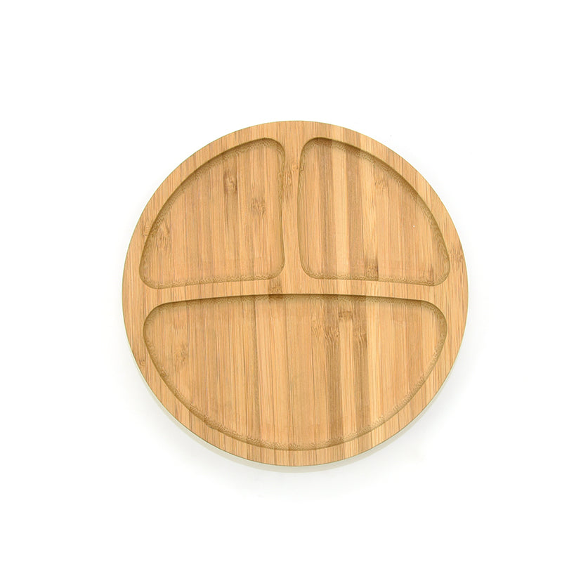 Biomom Bamboo Divided Round Suction Plate - Ochre