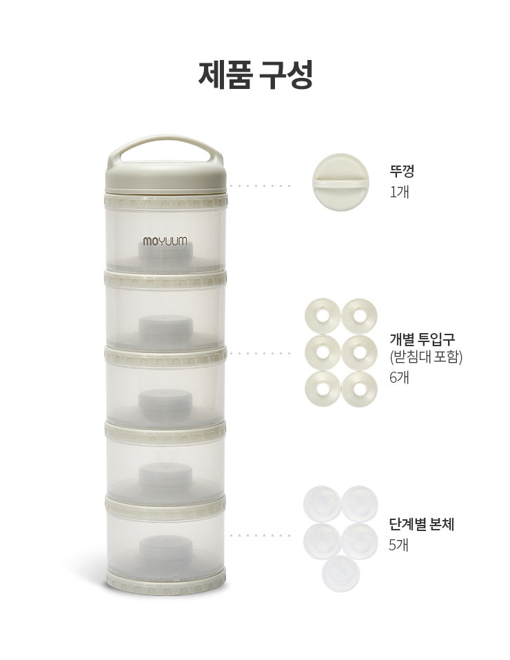 Moyuum Premium Milk Powder Dispenser, 5 Tiers (3 Colors) - Pupsik Singapore