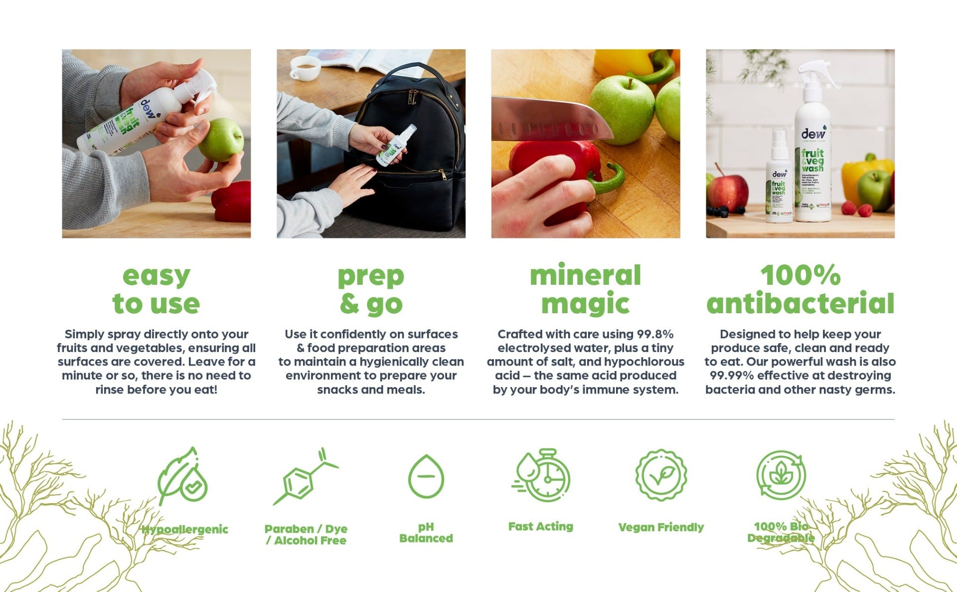 Dew Fruit & Veg Wash, 250ml (Exp 01/26)